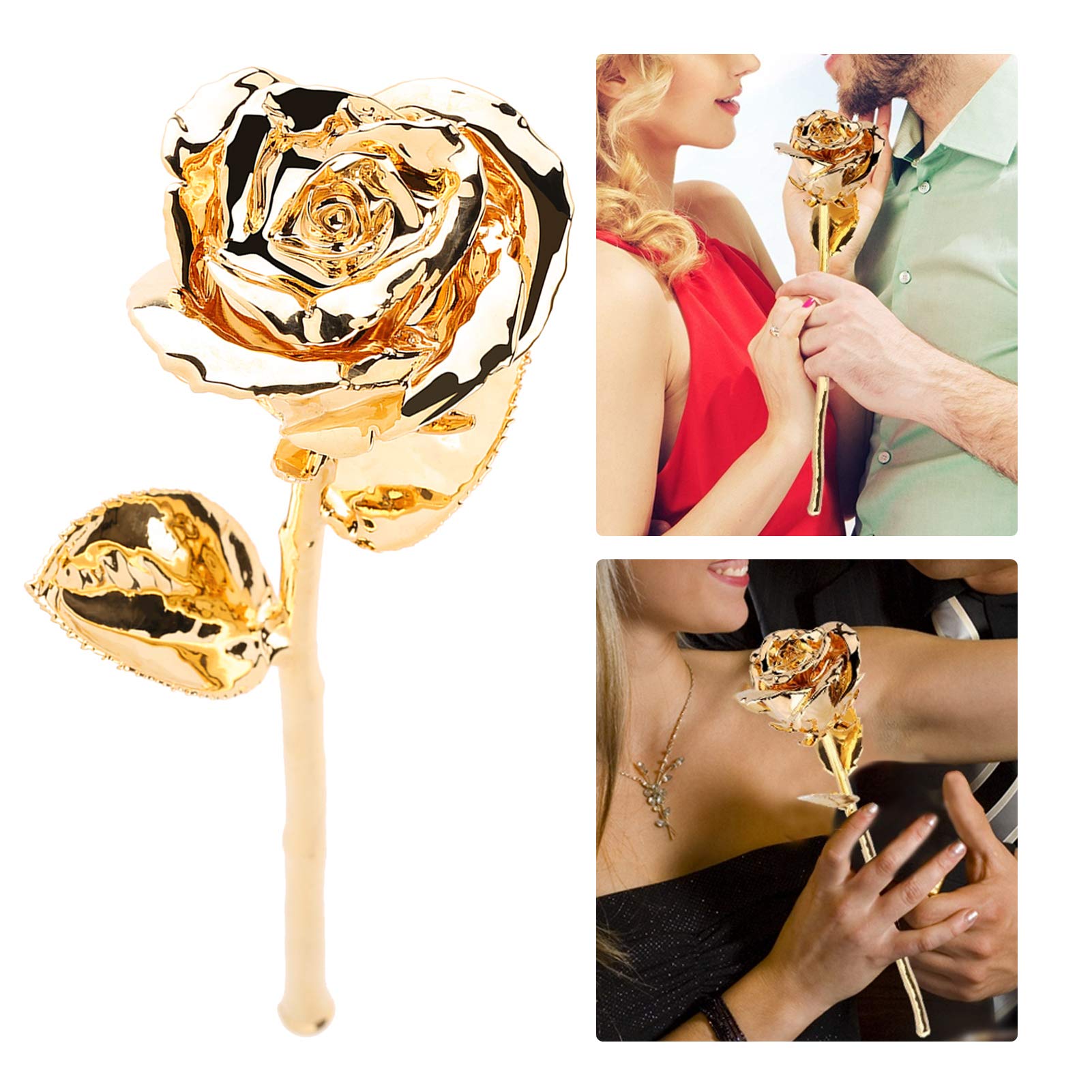 Amazon｜24K ゴールド メッキ ローズ 11.4 インチ 本物 バラ 花 永遠に